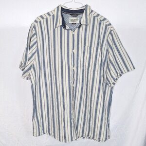 Cody James 4X Western Shirt‎ Blue Stripe Short Sleeve Button Up Cowboy Resort